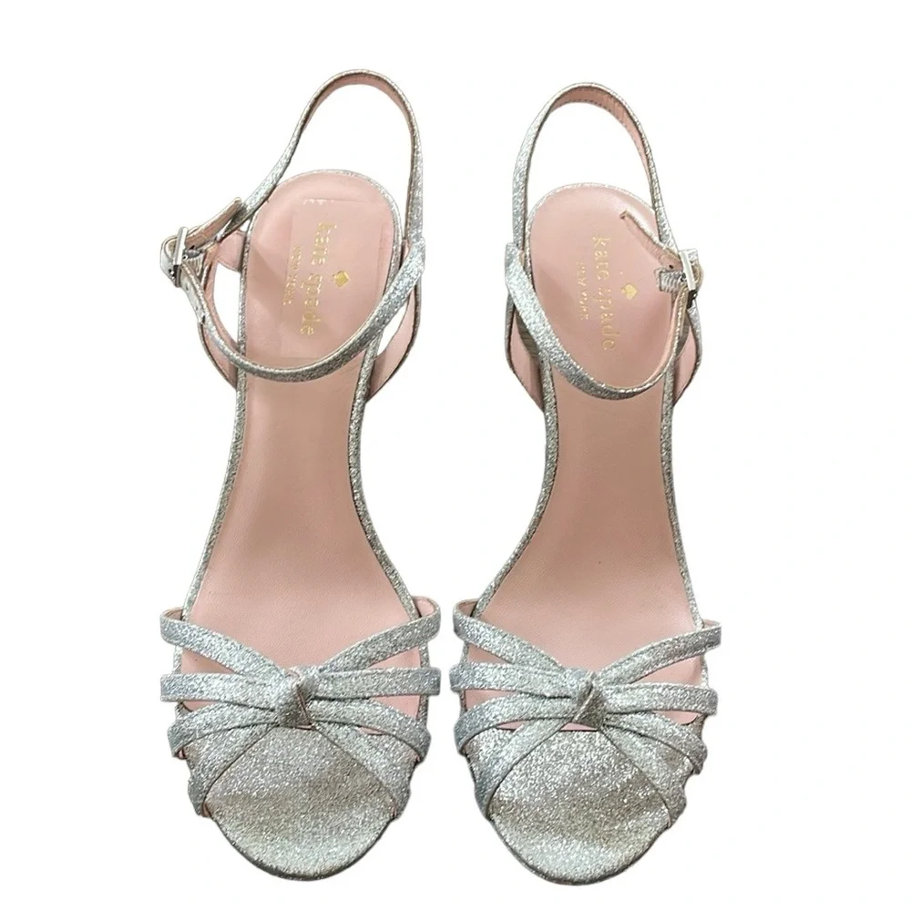 Kate Spade Florence Thin Silver Glitter Heels Size 8.5